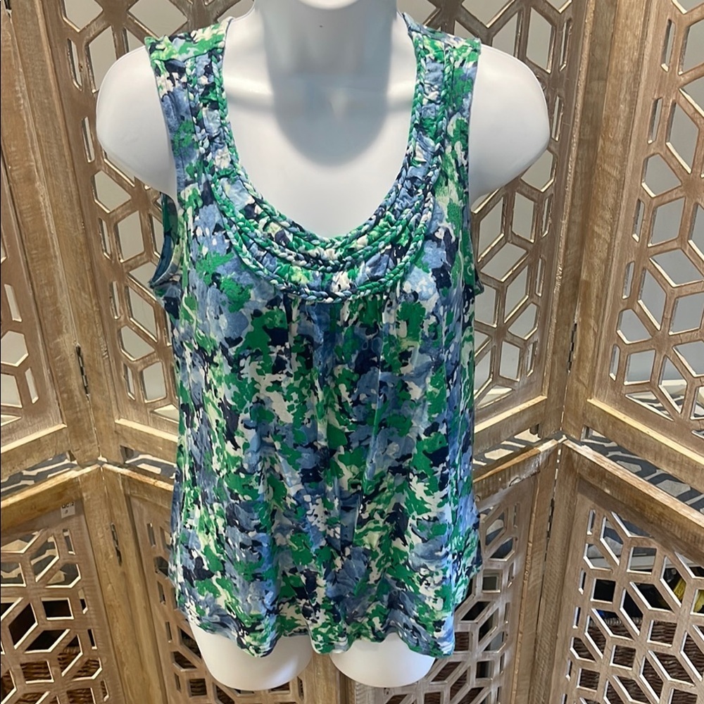 Croft & Barrow Floral Sleeveless Top - Blue and Green Size M